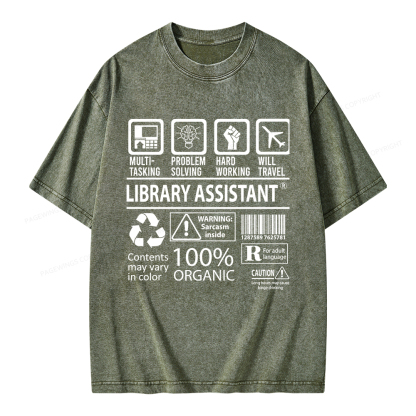 Pagewings Library Assistant Unisex Washed T-shirt