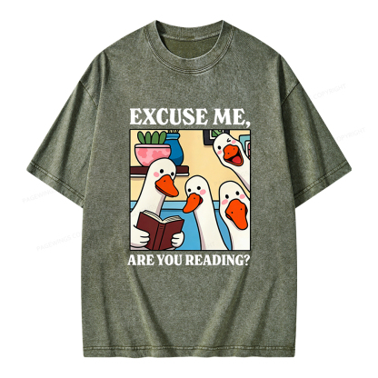 Pagewings Are You Reading Unisex Washed T-shirt