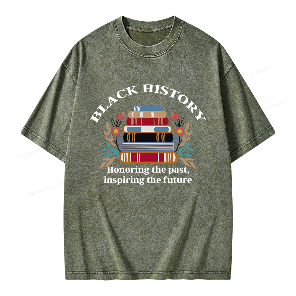 Pagewings Black History Honoring The Past Unisex Washed T-shirt