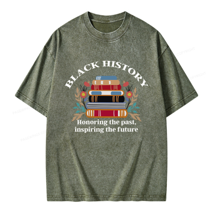Pagewings Black History Honoring The Past Unisex Washed T-shirt