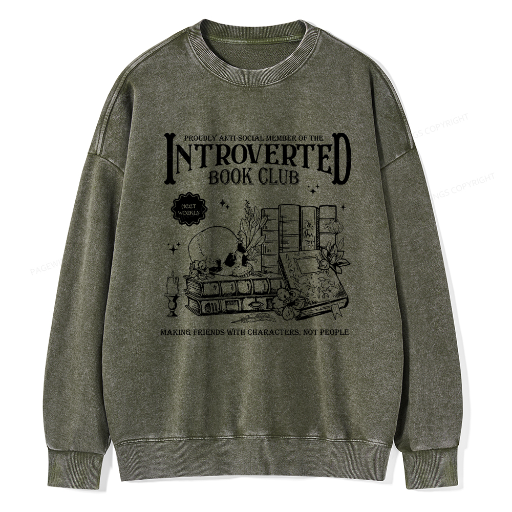 Pagewings Introverted Book Club Washed Sweatshirt