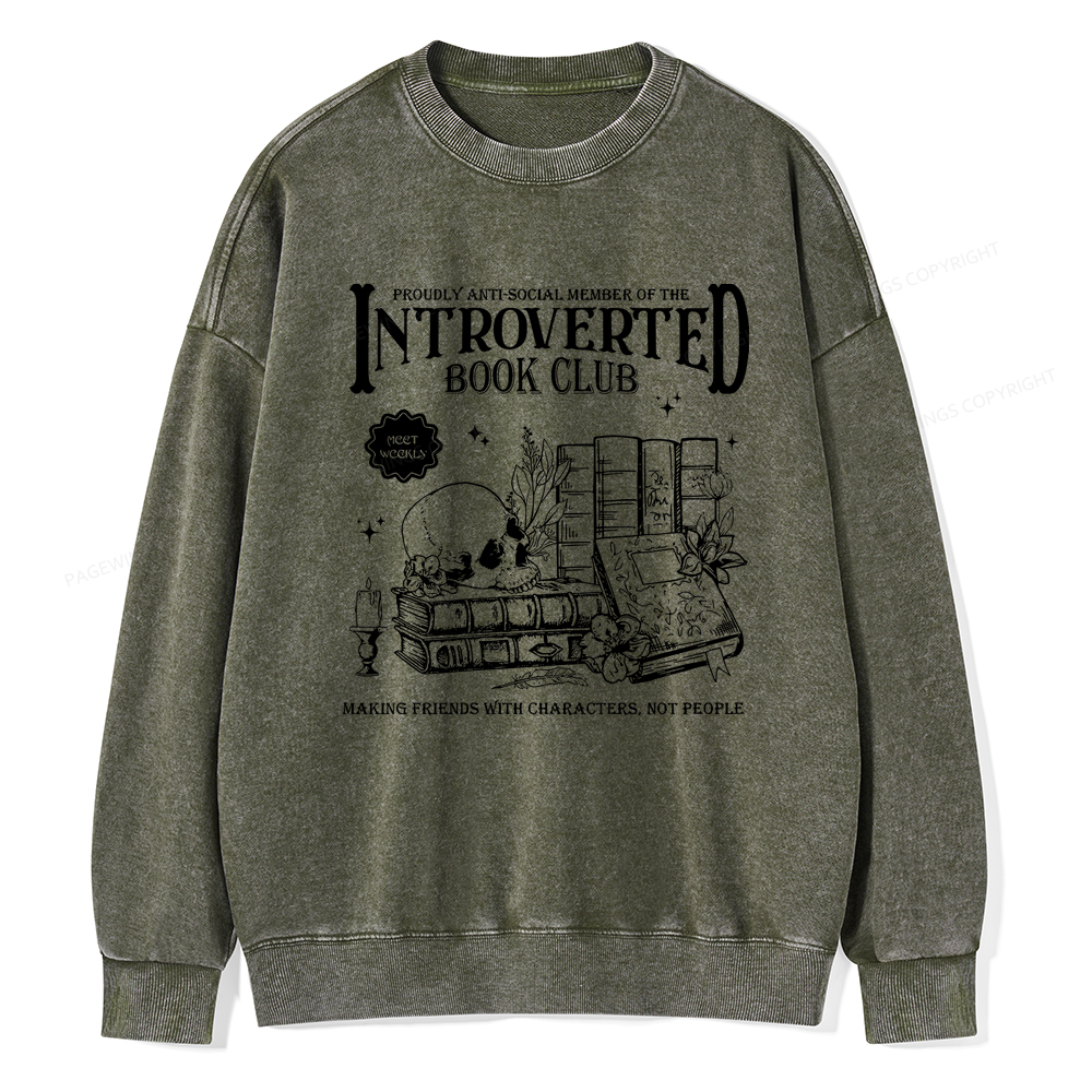 Pagewings Introverted Book Club Washed Sweatshirt