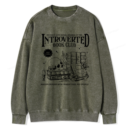 Pagewings Introverted Book Club Washed Sweatshirt