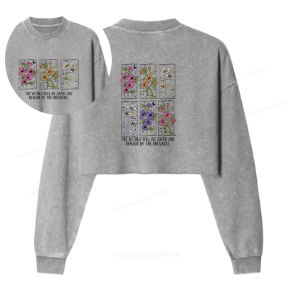 Pagewings The World Will Be Saved And Remade Washed Crop Sweatshirt