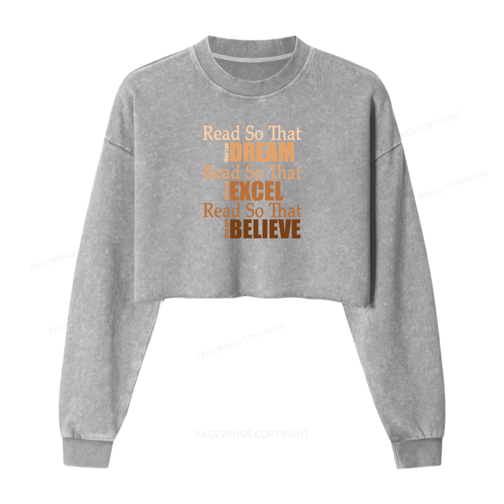 Pagewings Teacher Black History Month Washed Crop Sweatshirt