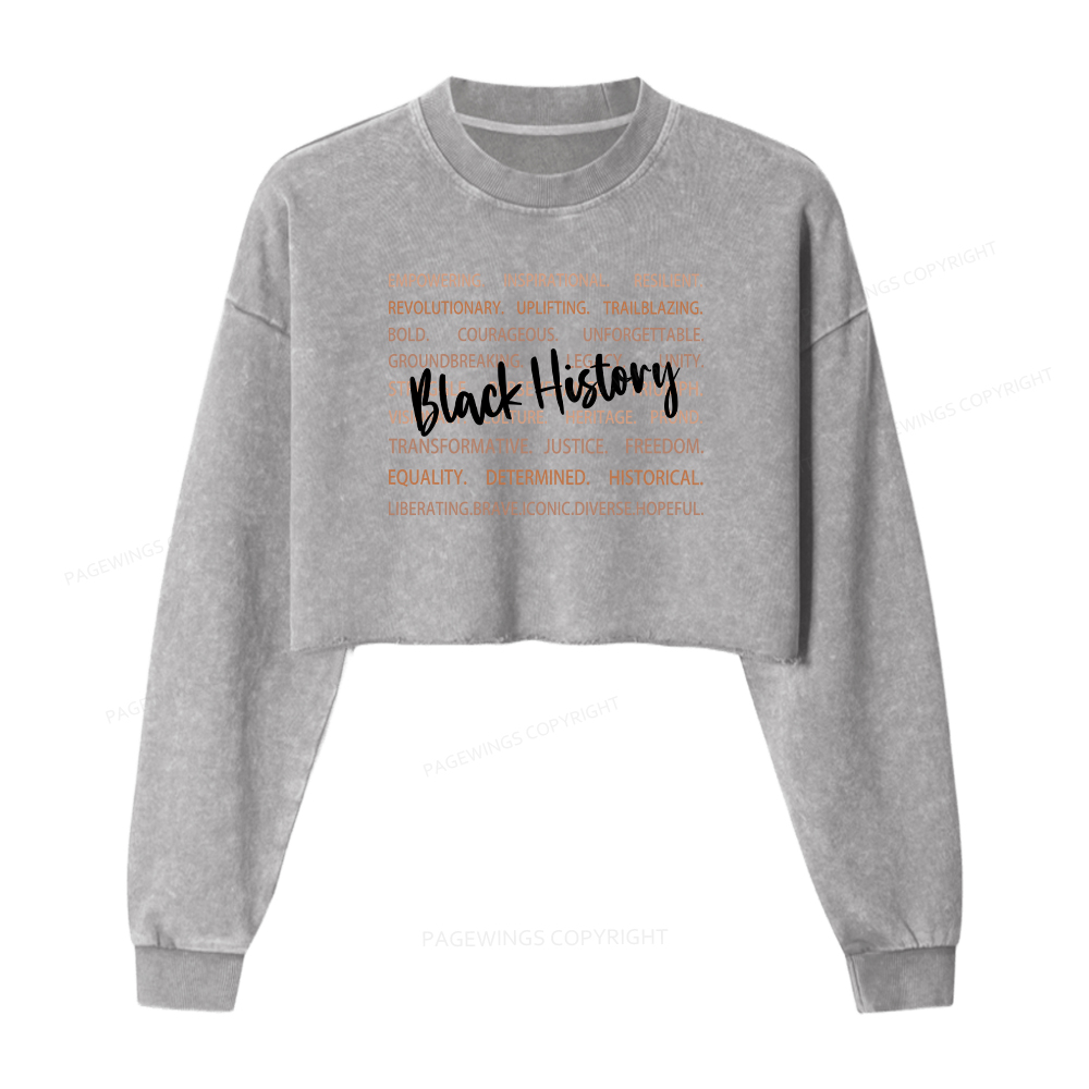 Pagewings Black History Washed Crop Sweatshirt