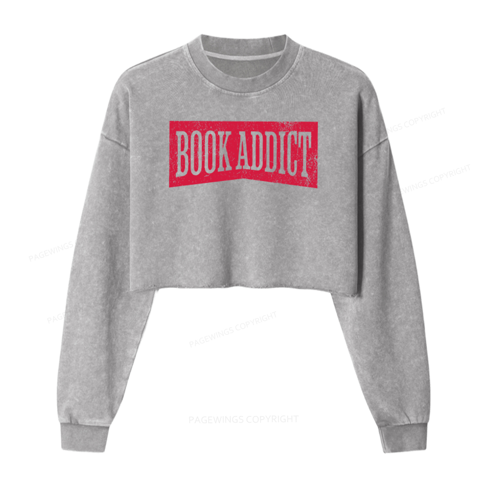 Pagewings Book Addict Washed Crop Sweatshirt