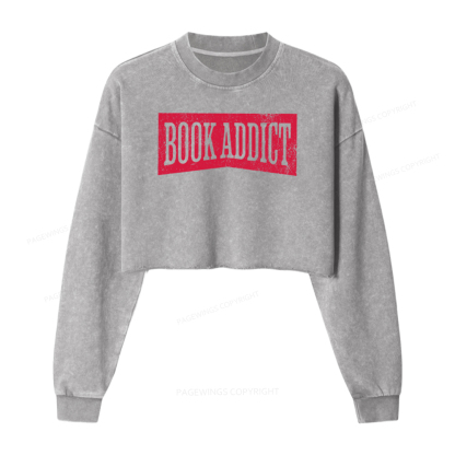 Pagewings Book Addict Washed Crop Sweatshirt