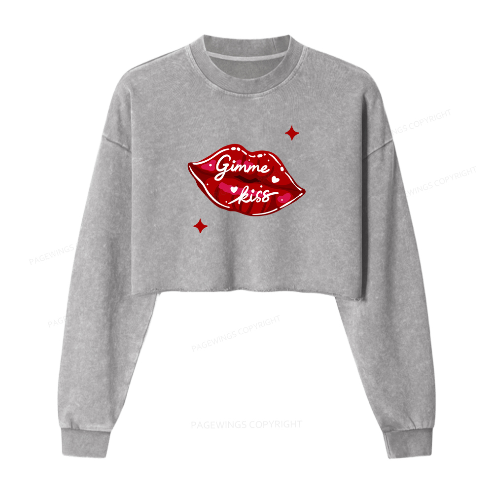 Pagewings Romance Book Lovers Washed Crop Sweatshirt