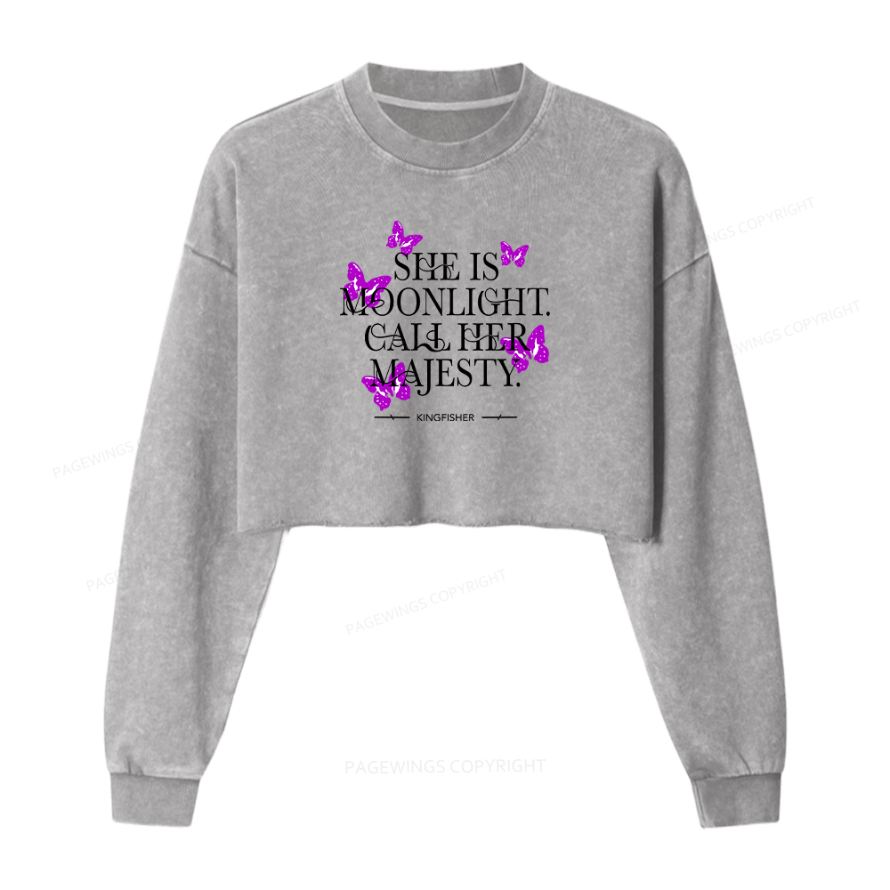 Pagewings Fantasy Bookish Washed Crop Sweatshirt