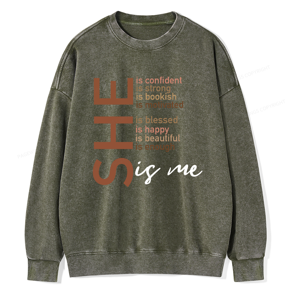 Pagewings Black Women She Is Me Washed Sweatshirt