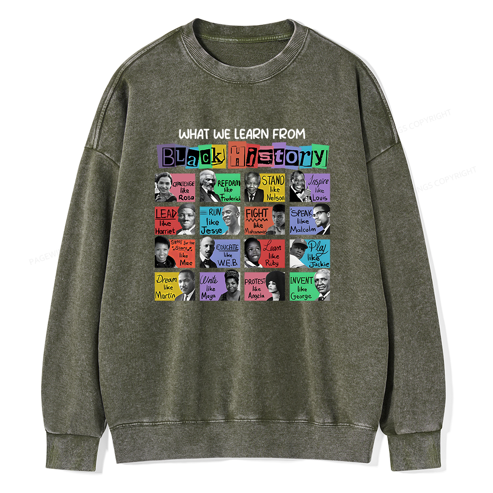 Pagewings What We Learn From Black History Washed Sweatshirt