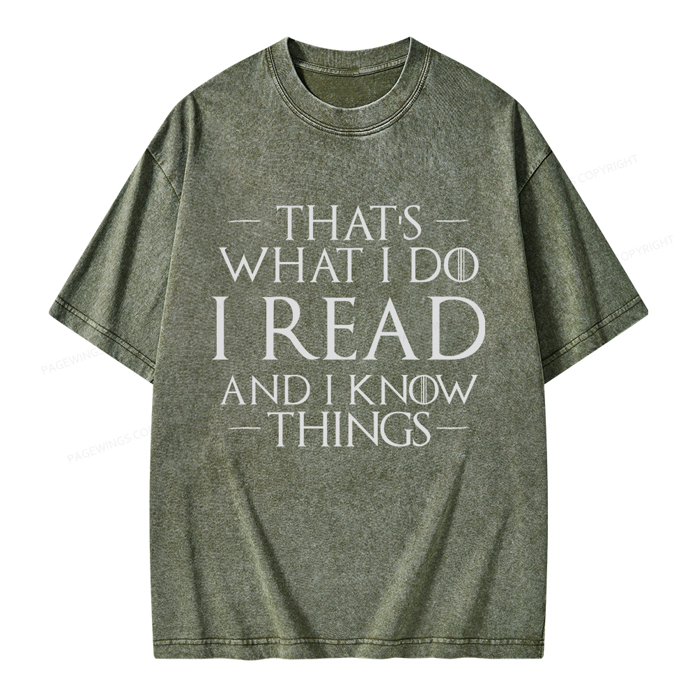 Pagewings I Read And I Know Things Unisex Washed T-shirt
