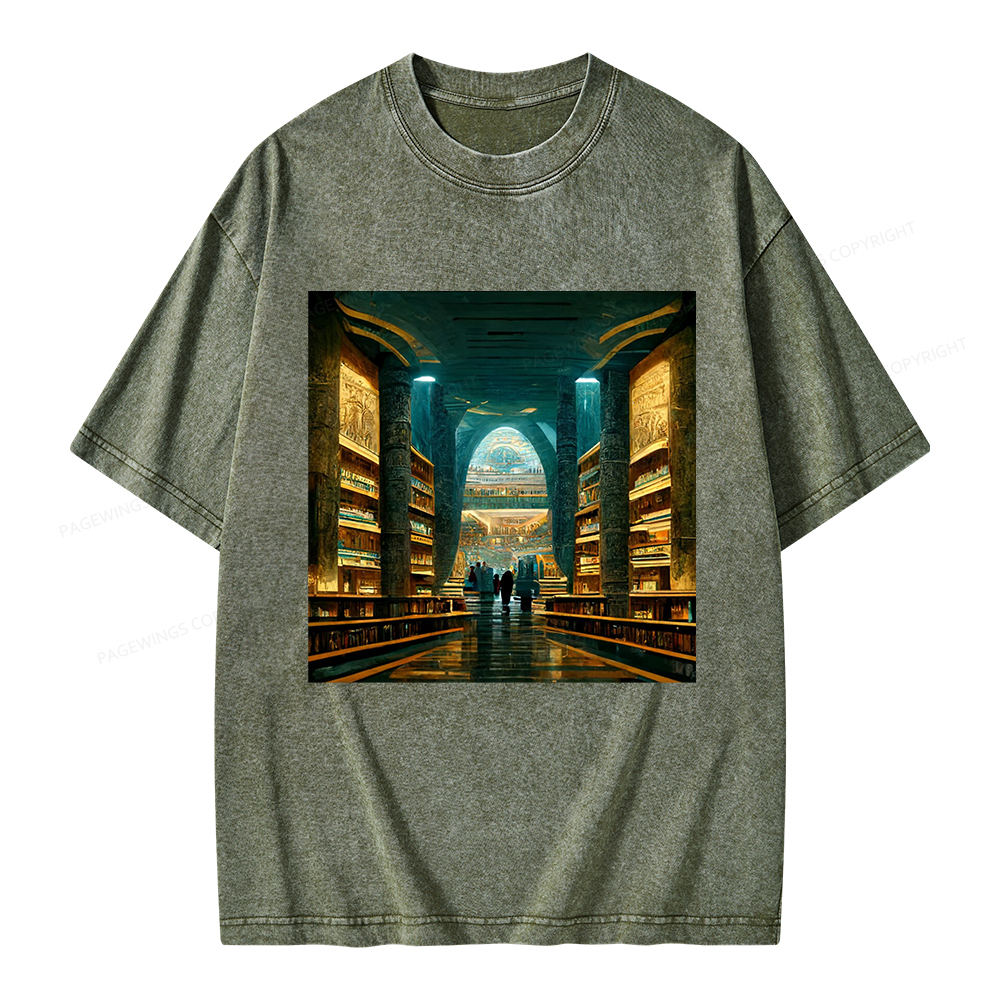 Pagewings Library Of Alexandria Unisex Washed T-shirt