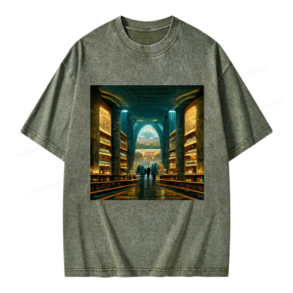 Pagewings Library Of Alexandria Unisex Washed T-shirt