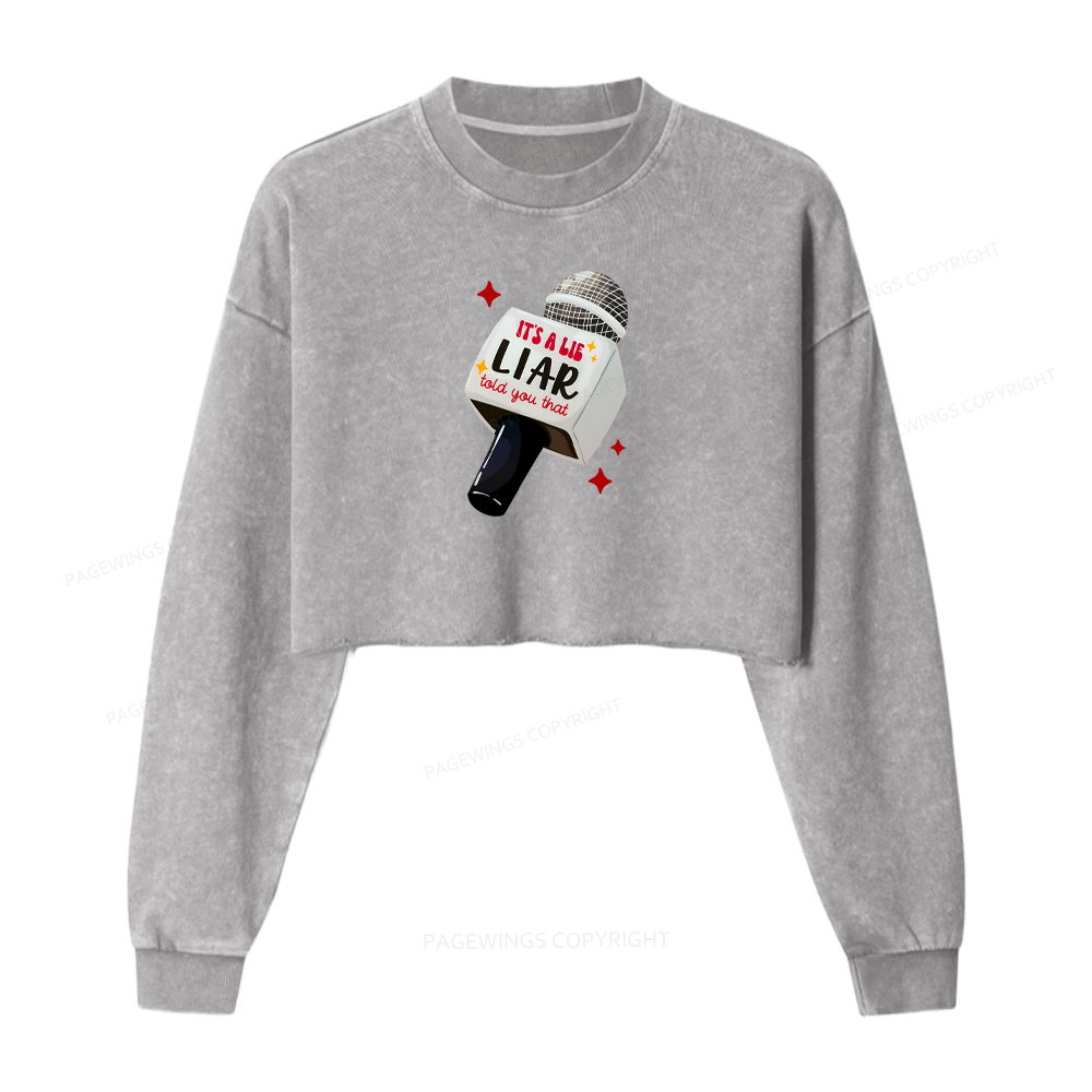 Pagewings It's A Lie Liar Told You That Washed Crop Sweatshirt