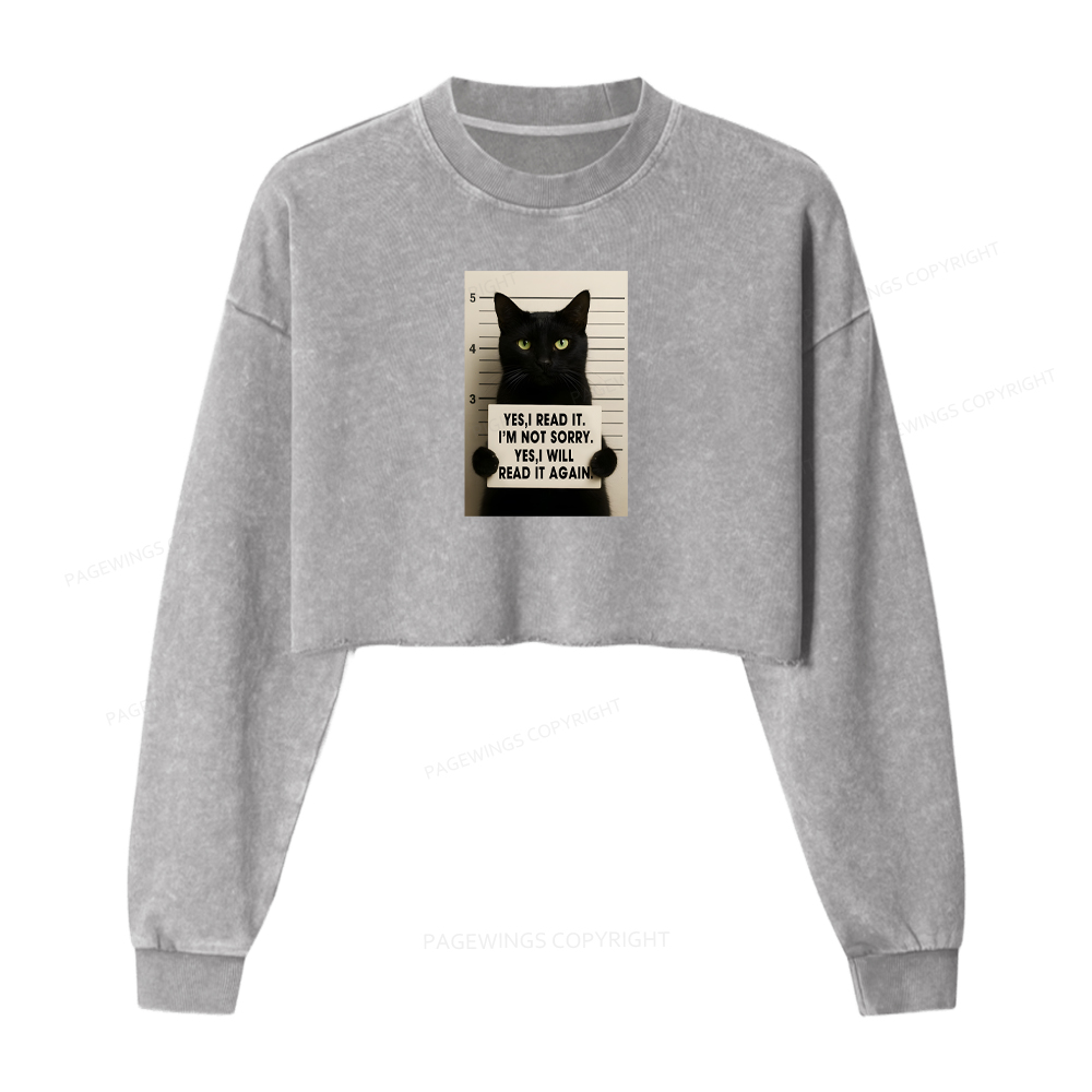 Pagewings Yes I Read It Washed Crop Sweatshirt