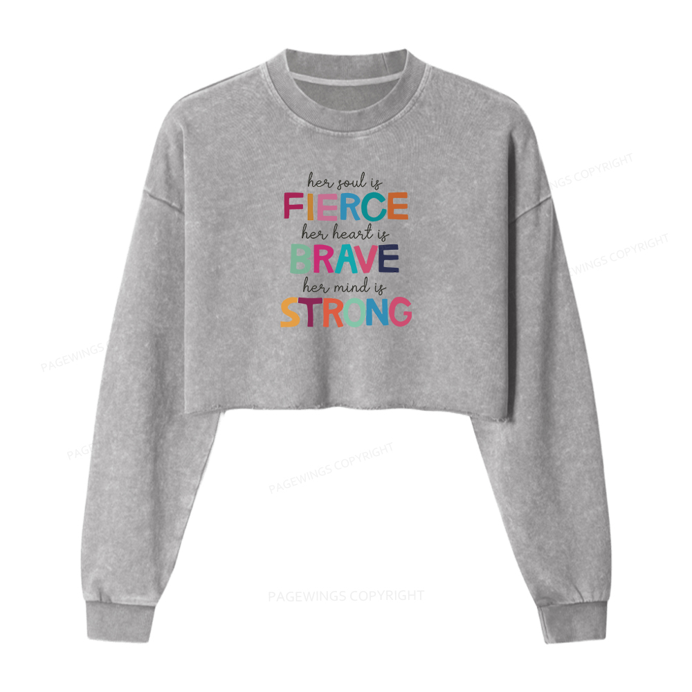 Pagewings Her Soul Is Fierce Washed Crop Sweatshirt