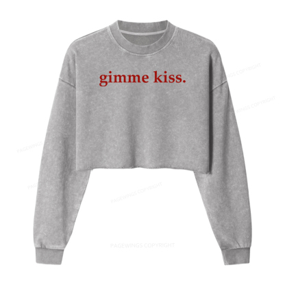 Pagewings Gimme Kiss Washed Crop Sweatshirt