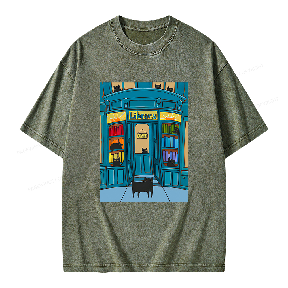 Pagewings Library Unisex Washed T-shirt