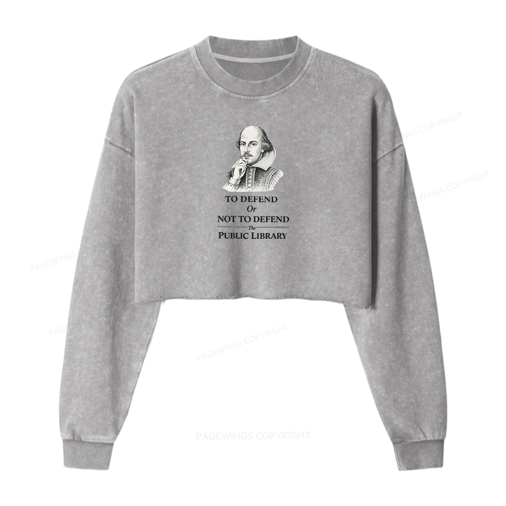 Pagewings To Defend Or Not To Defend The Public Library Washed Crop Sweatshirt