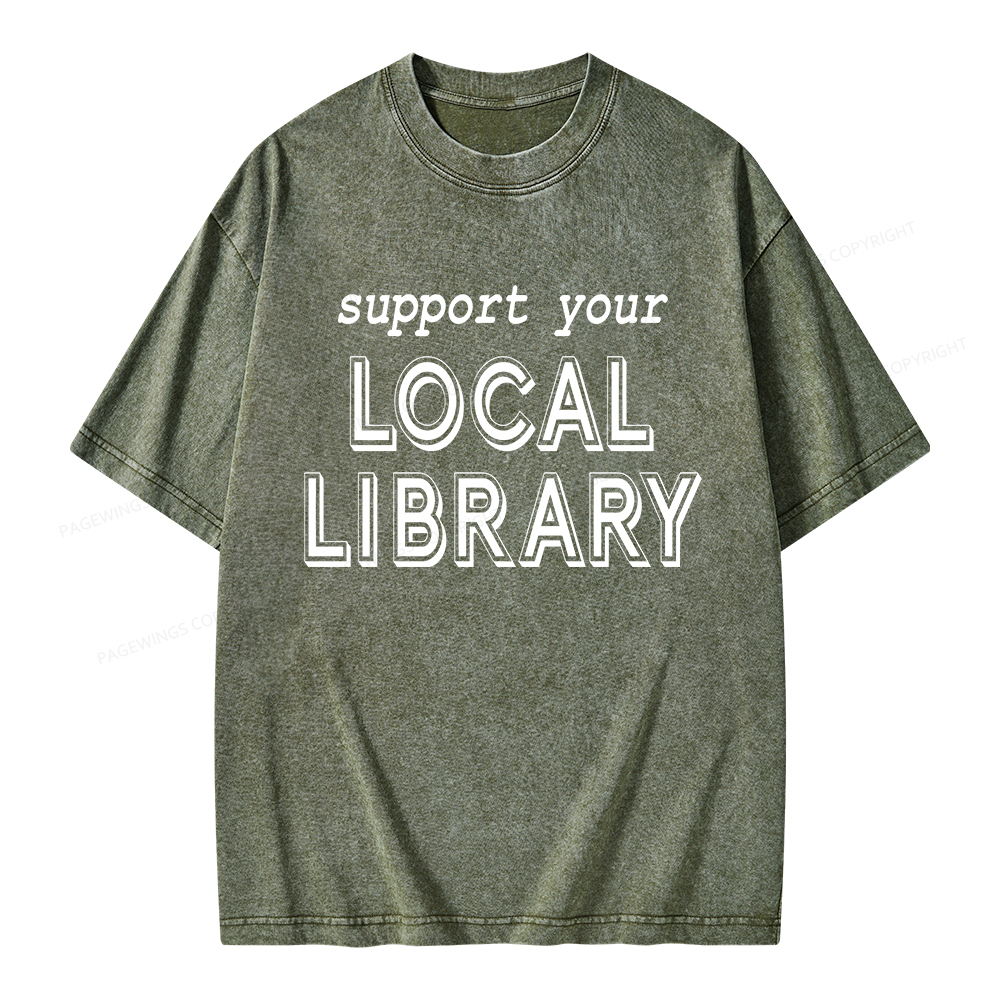 Pagewings Support Your Local Library Unisex Washed T-shirt