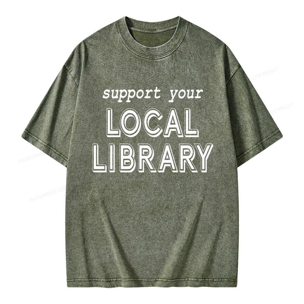 Pagewings Support Your Local Library Unisex Washed T-shirt