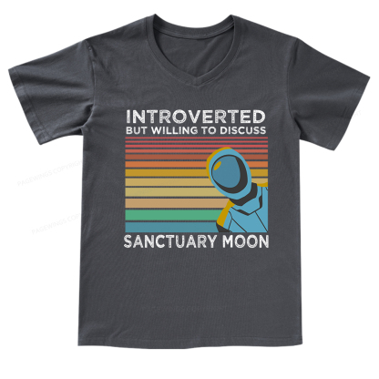Pagewings Introverted But Willing to Discuss Sanctuary Moon V-neck T-shirt
