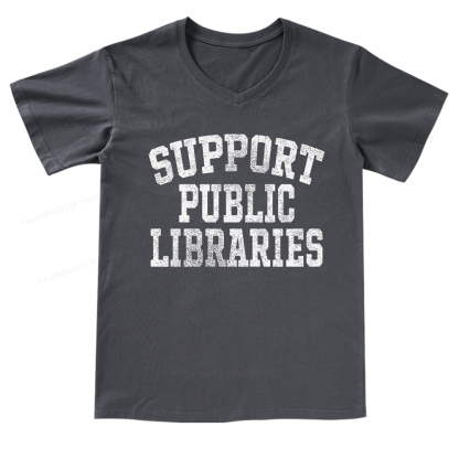 Pagewings Support Public Libraries V-neck T-shirt