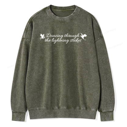 Pagewings Dancing Through Lightning Strikes Washed Sweatshirt