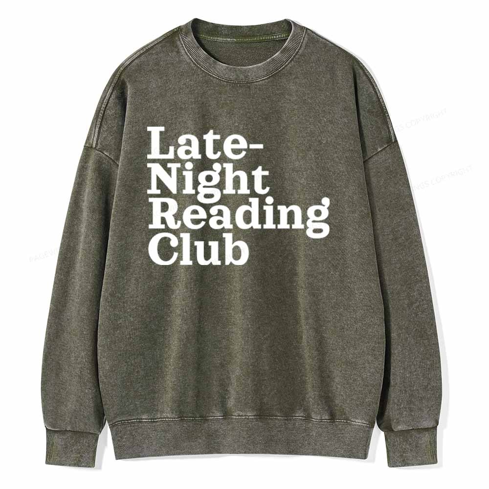 Pagewings Late-Night Reading Club Unisex Washed Sweatshirt
