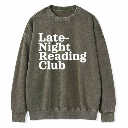 Pagewings Late-Night Reading Club Unisex Washed Sweatshirt
