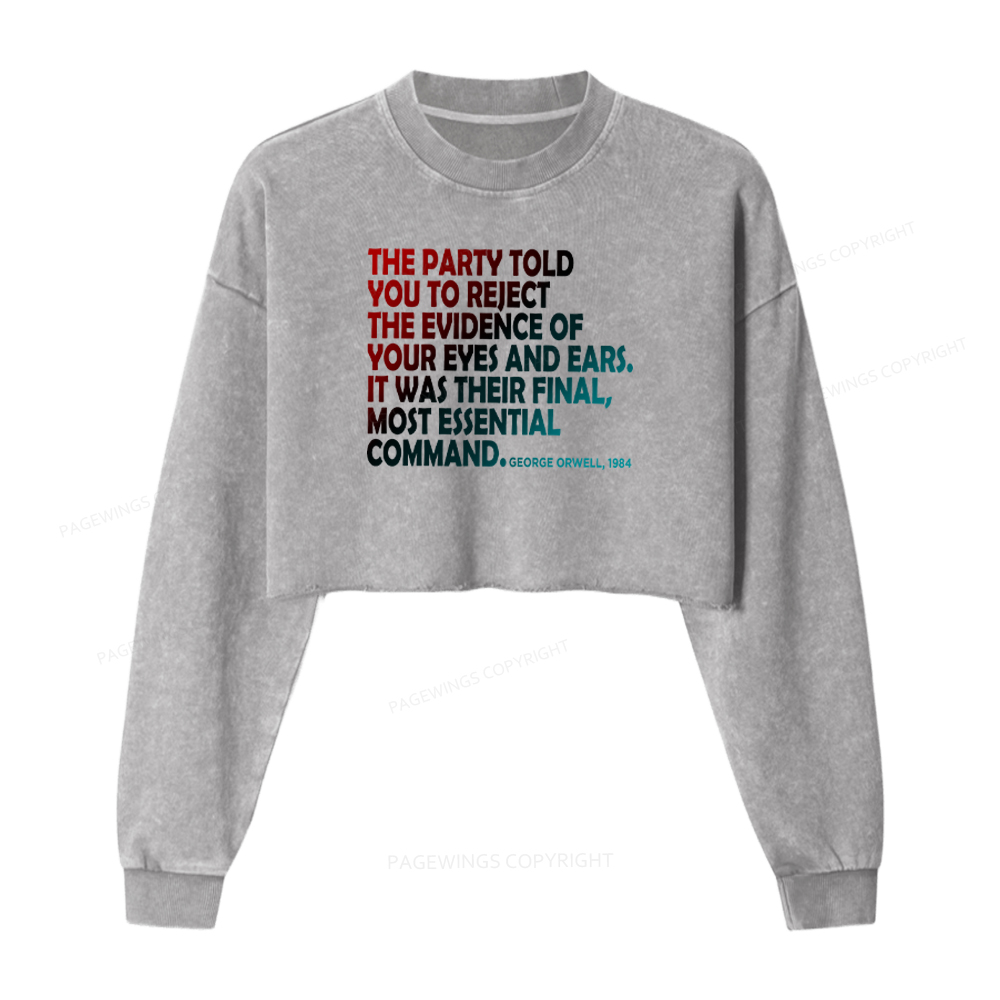Pagewings Social Justice Protest Washed Crop Sweatshirt