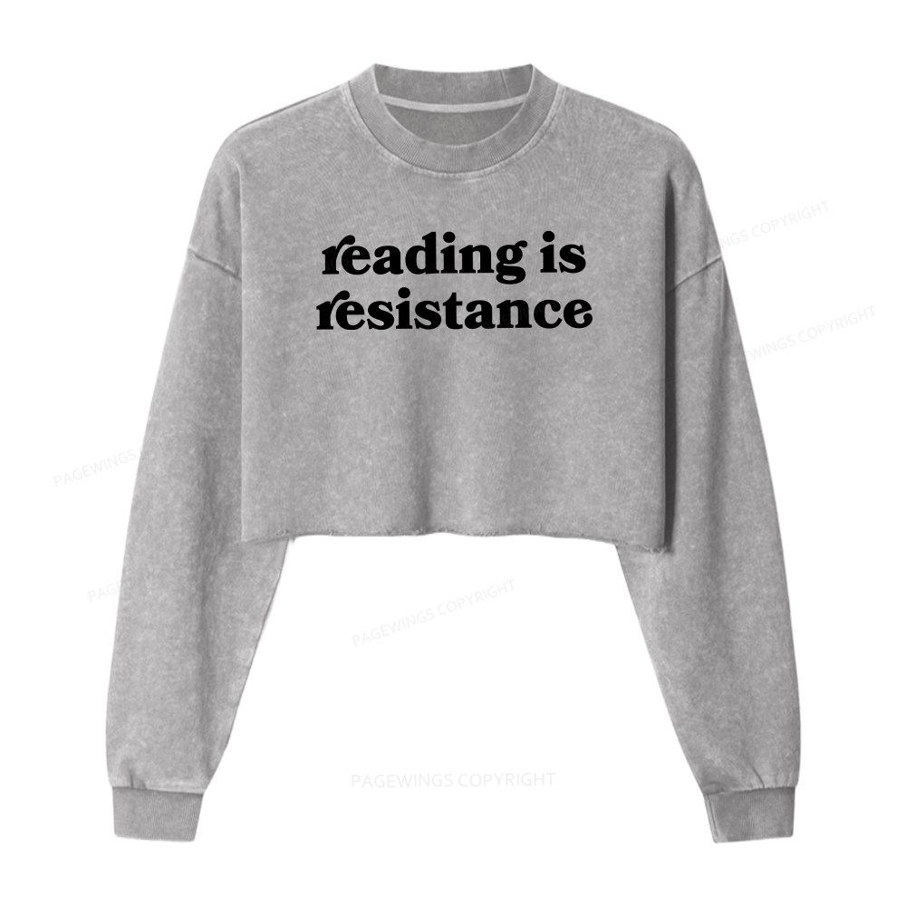 Pagewings Reading Is Resistance Washed Crop Sweatshirt