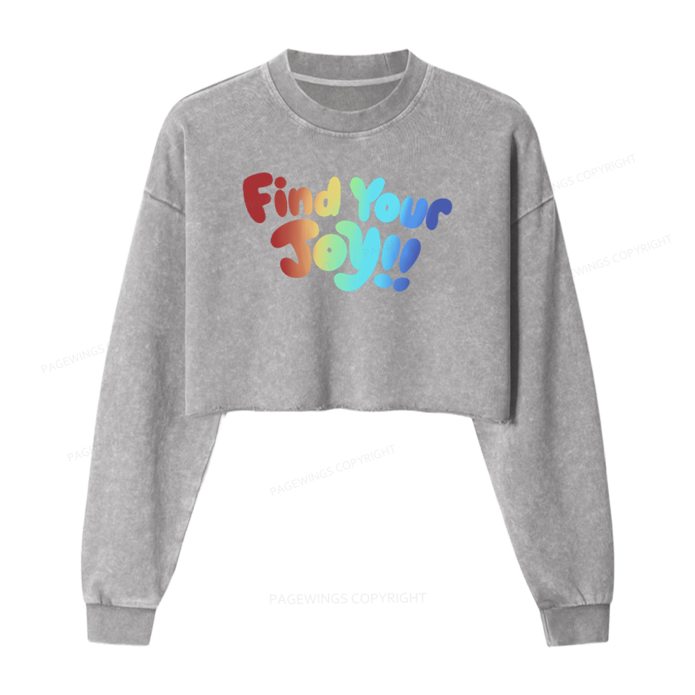 Pagewings Find Your Joy Washed Crop Sweatshirt
