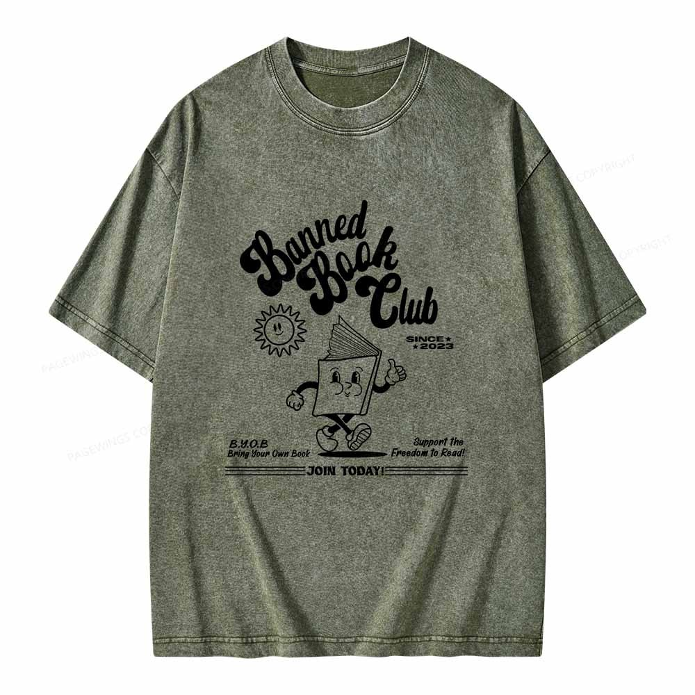 Pagewings Read Banned Books Unisex Washed T-shirt