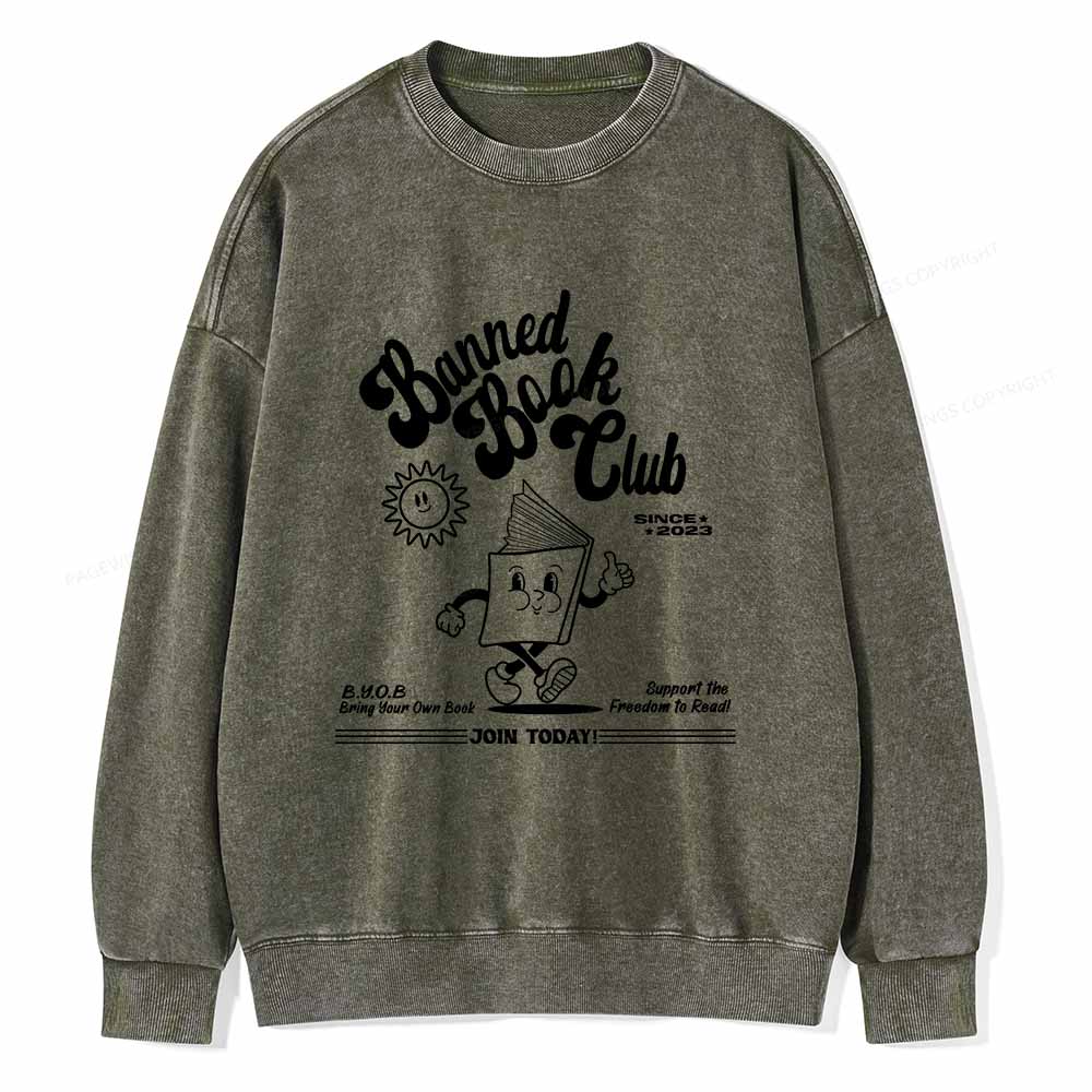 Pagewings Read Banned Books Unisex Washed Sweatshirt