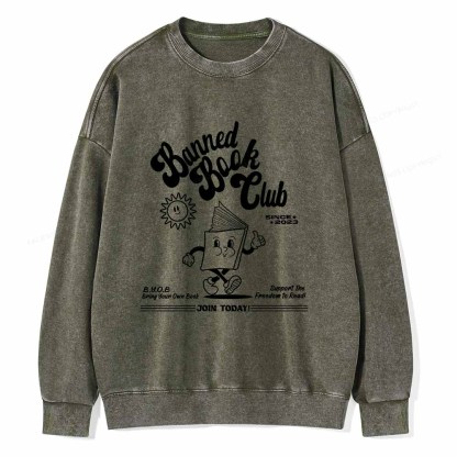 Pagewings Read Banned Books Unisex Washed Sweatshirt