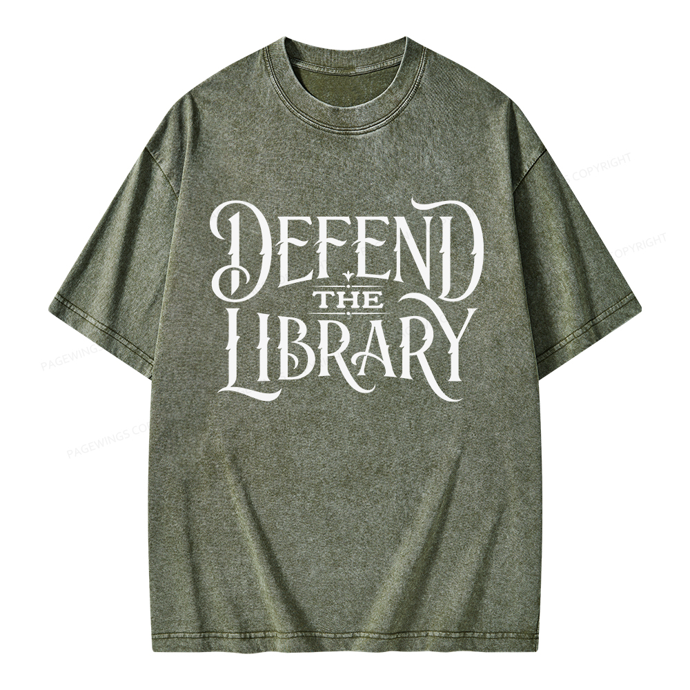 Pagewings Defend The Library Unisex Washed T-shirt
