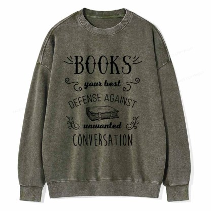 Pagewings Books your best defense Book Reading Unisex Washed Sweatshirt