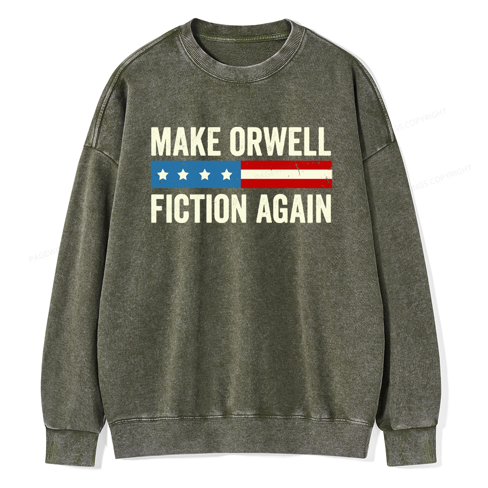 Pagewings Make Orwell Fiction Again Washed Sweatshirt