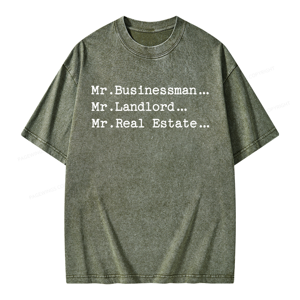 Pagewings Mr Businessman Mr Landlord Mr Real Estate Unisex Washed T-shirt
