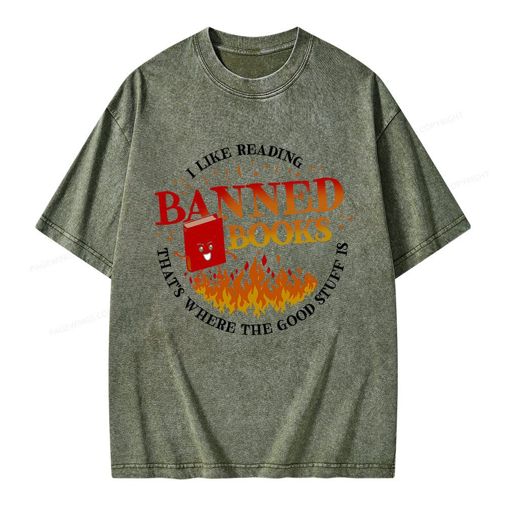 Pagewings Banned Books Unisex Washed T-shirt