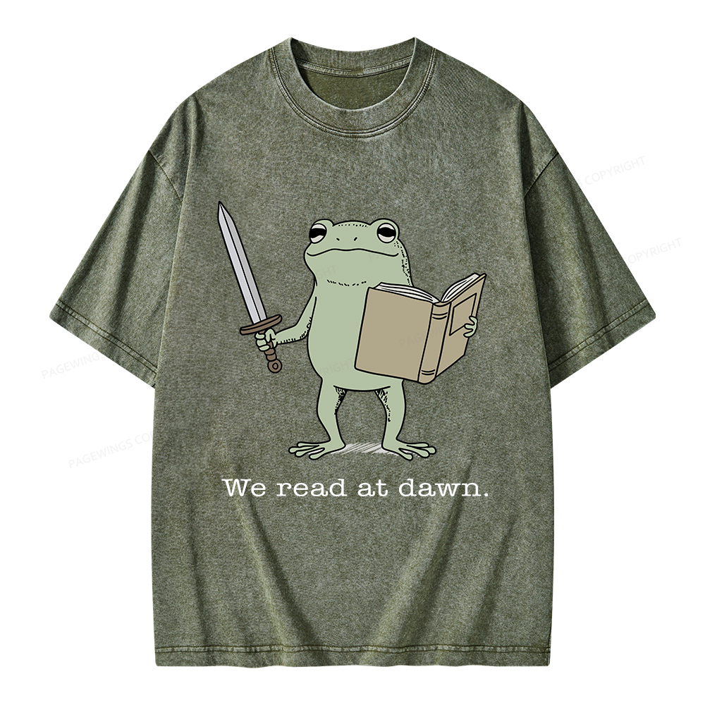 Pagewings We Read At Dawn Funny Frog Unisex Washed T-shirt