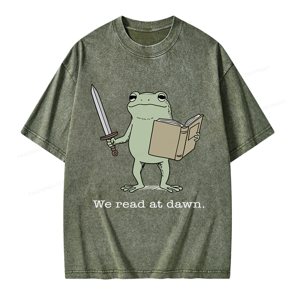 Pagewings We Read At Dawn Funny Frog Unisex Washed T-shirt