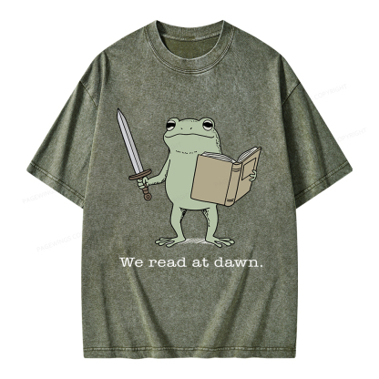Pagewings We Read At Dawn Funny Frog Unisex Washed T-shirt
