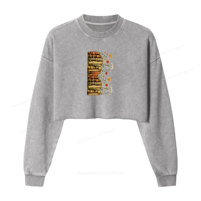 Pagewings Blossom Books Washed Crop Sweatshirt
