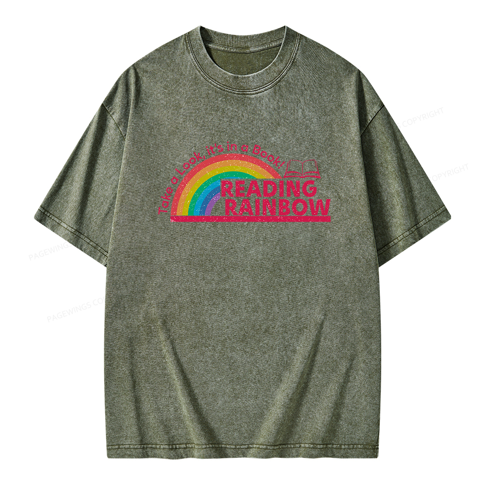 Pagewings Reading Rainbow Unisex Washed T-shirt