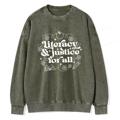 Pagewings Literacy Justice For All Washed Sweatshirt