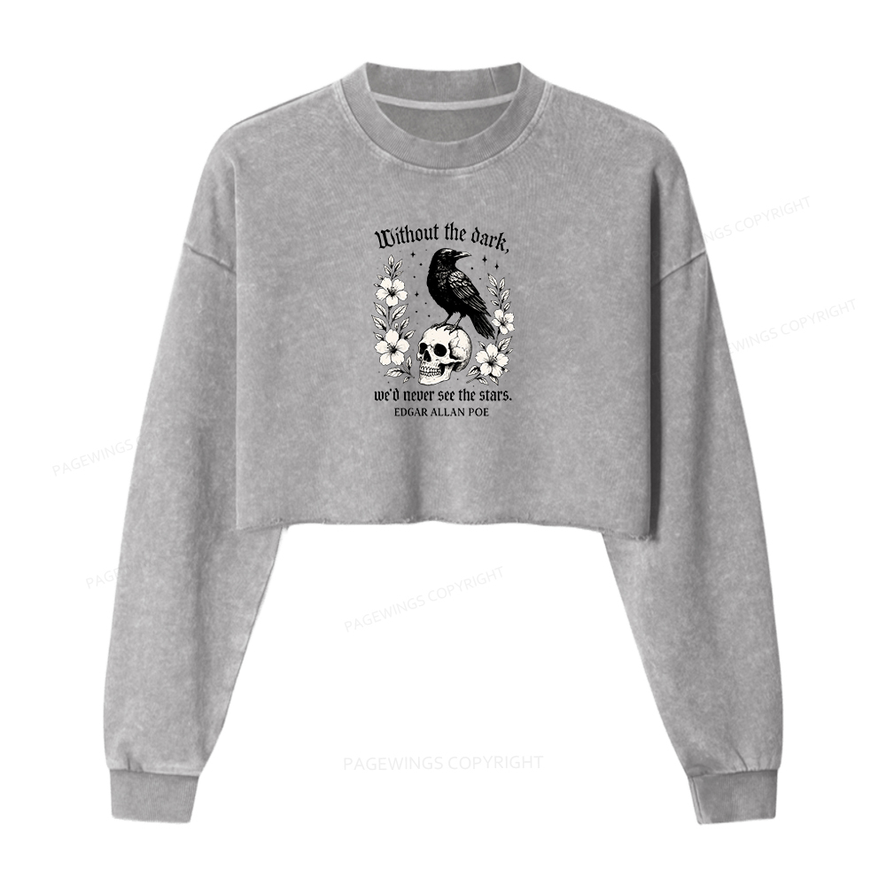 Pagewings Without The Dark Washed Crop Sweatshirt